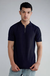 Zipper Textured Polo